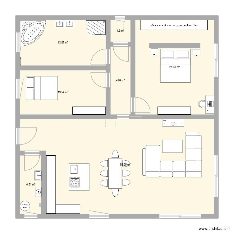 bres hangar v1. Plan de 7 pièces et 124 m2