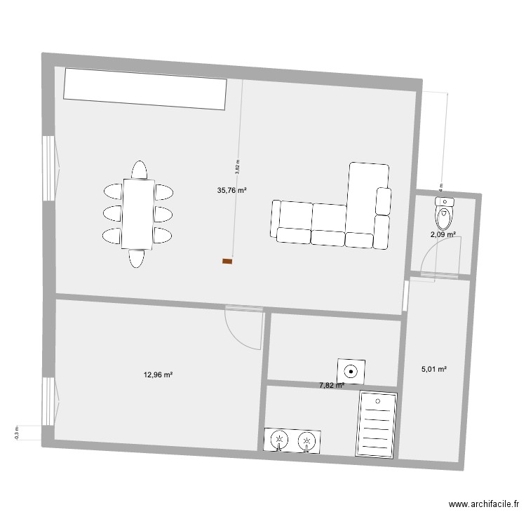 GRAVESON APPART 3 - V1. Plan de 2 pièces et 7 m2
