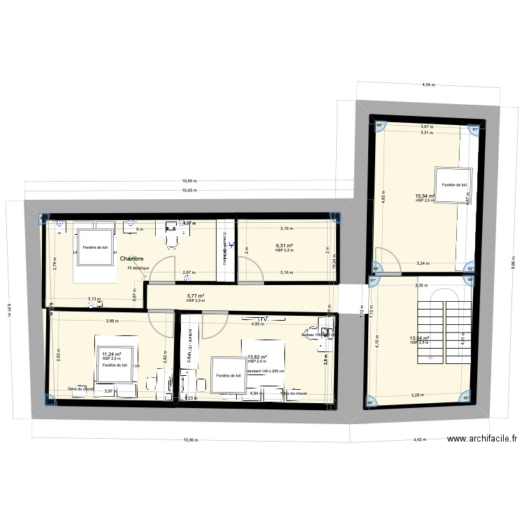 etage la Govelinais. Plan de 8 pièces et 166 m2