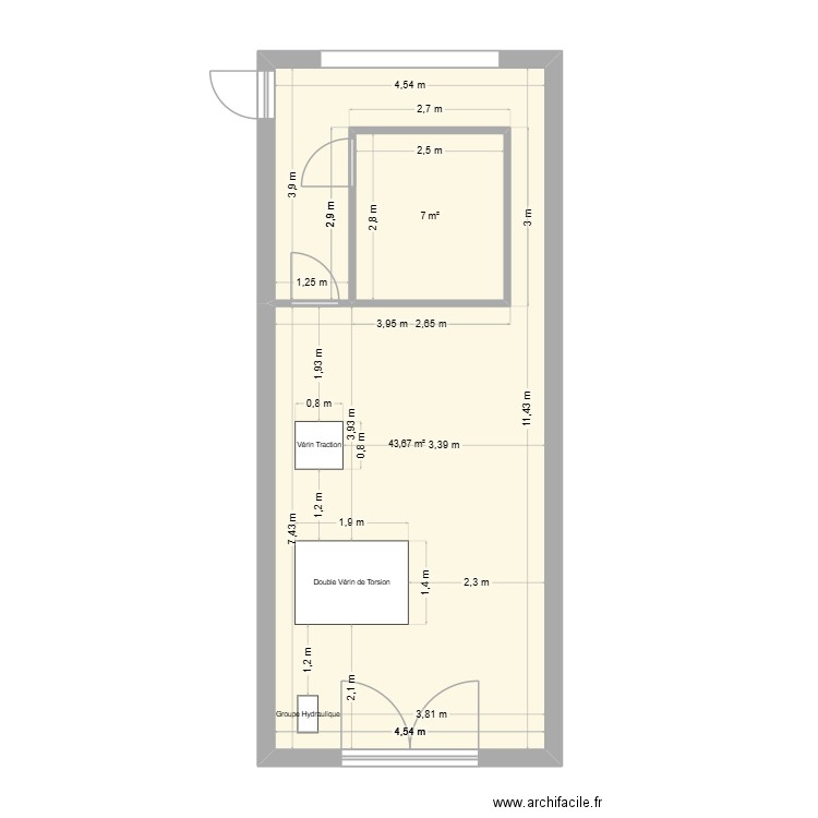 Cellule banc MTS. Plan de 2 pièces et 51 m2