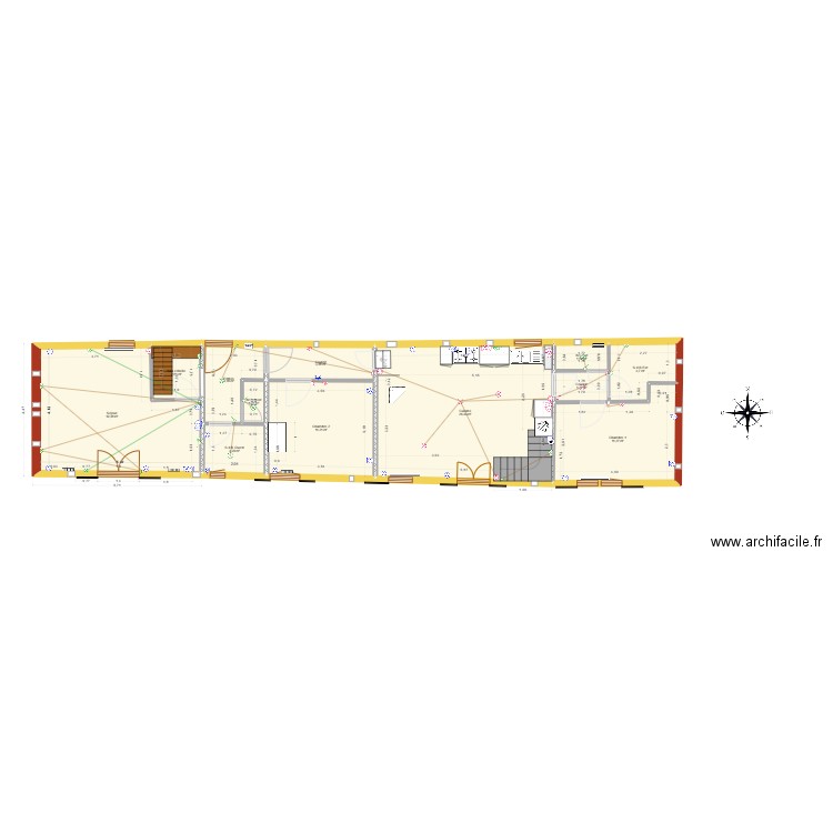 Plan longère v9. Plan de 12 pièces et 90 m2