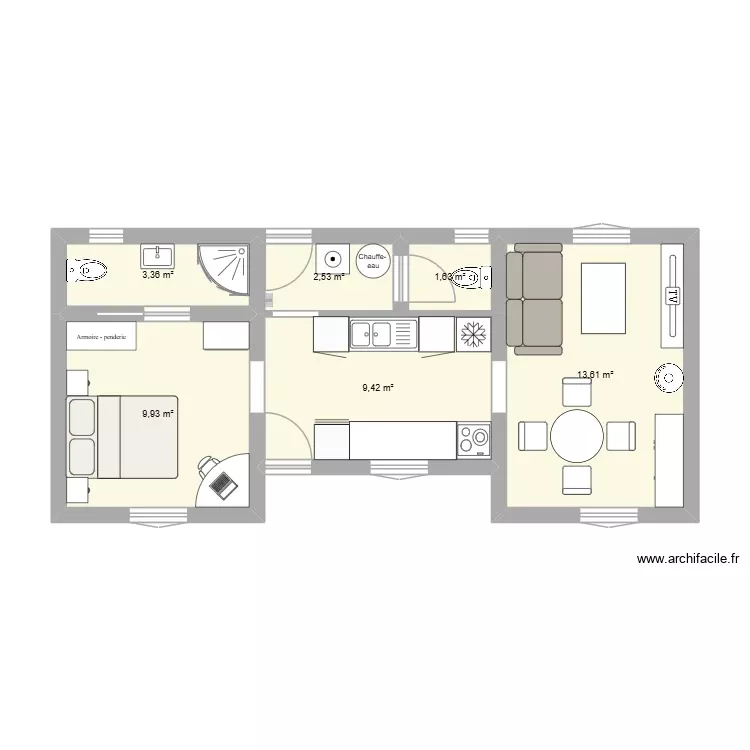 Maison02. Plan de 6 Pièces et 40 m² Maison02. Plan de 6 Pièces et 40 m²