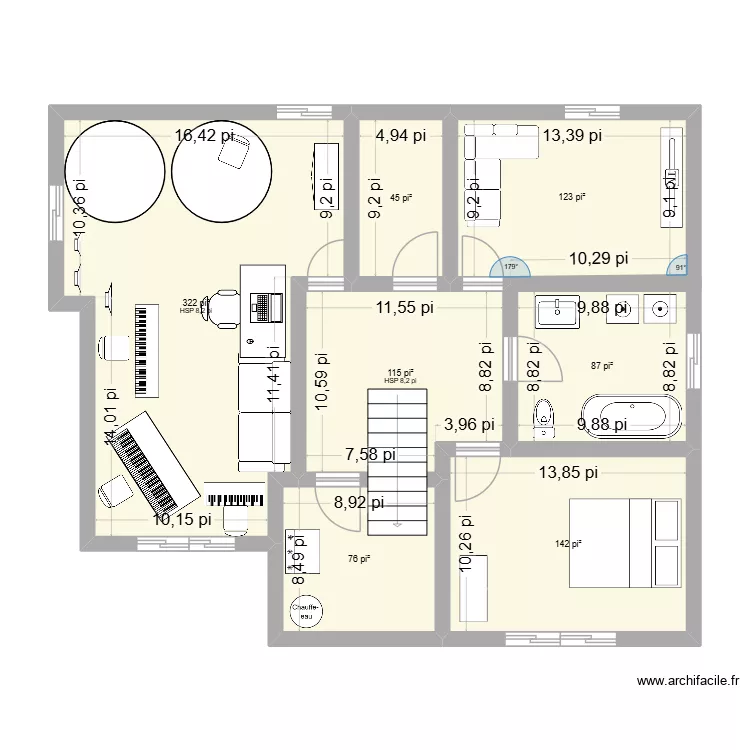 V2 ss. Plan de 7  et 85 m²