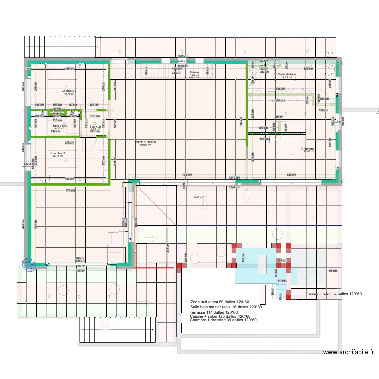 Plan pente terrasse car 60-120 Version 2 bis margelles. Plan de 26 pièces et 374 m2