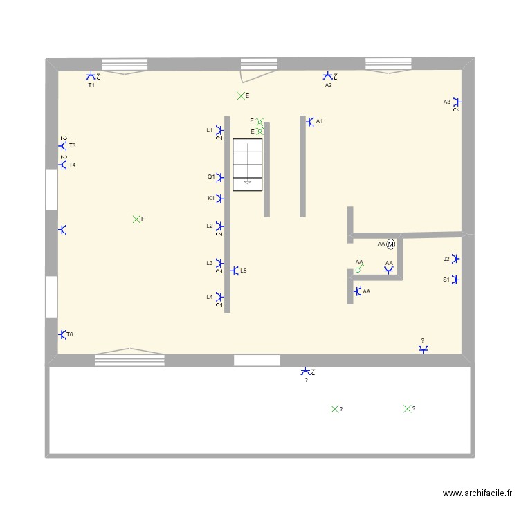 dylan rez de chaussé. Plan de 1 pièce et 52 m2