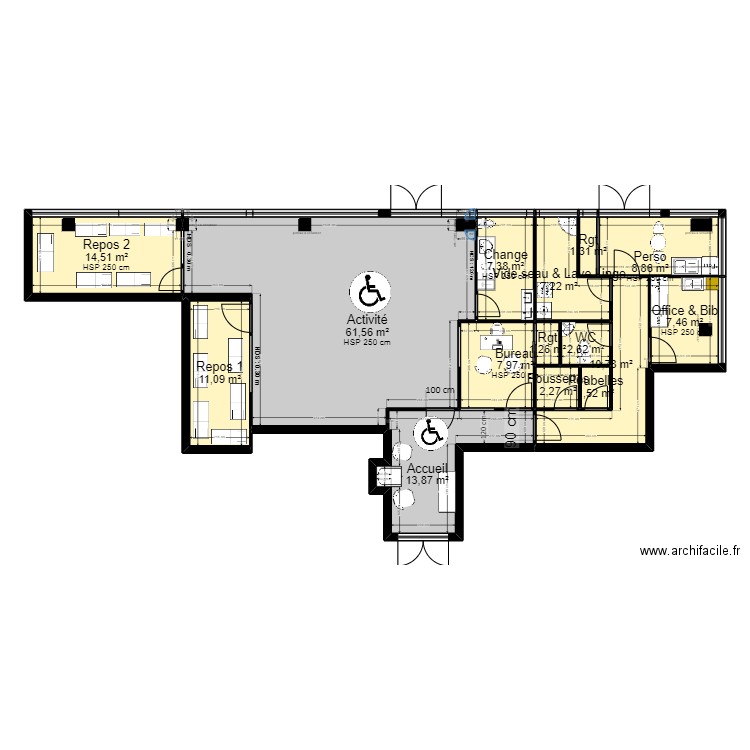 92R9D Cheminement PMR. Plan de 0 pièce et 0 m2