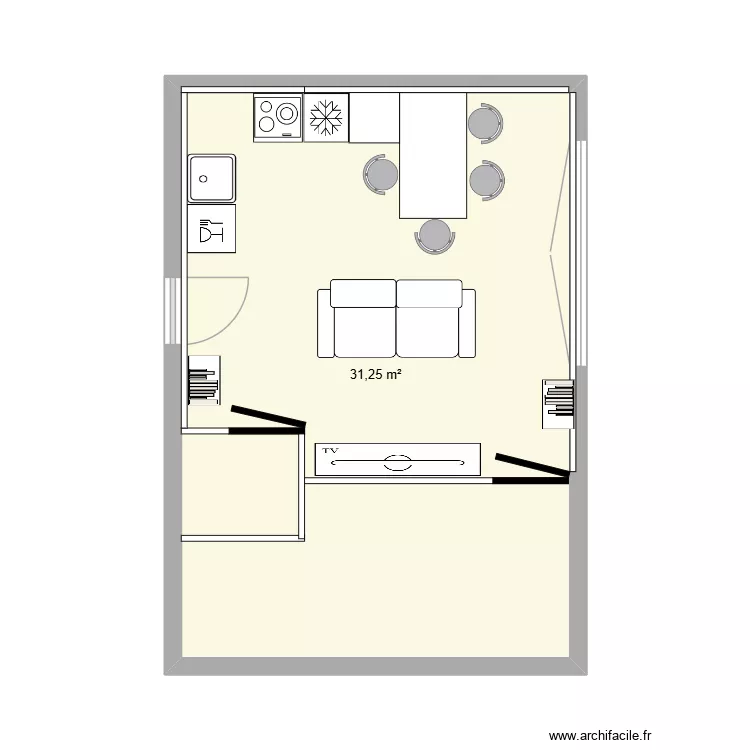Doudou. Plan de 1  et 31 m²