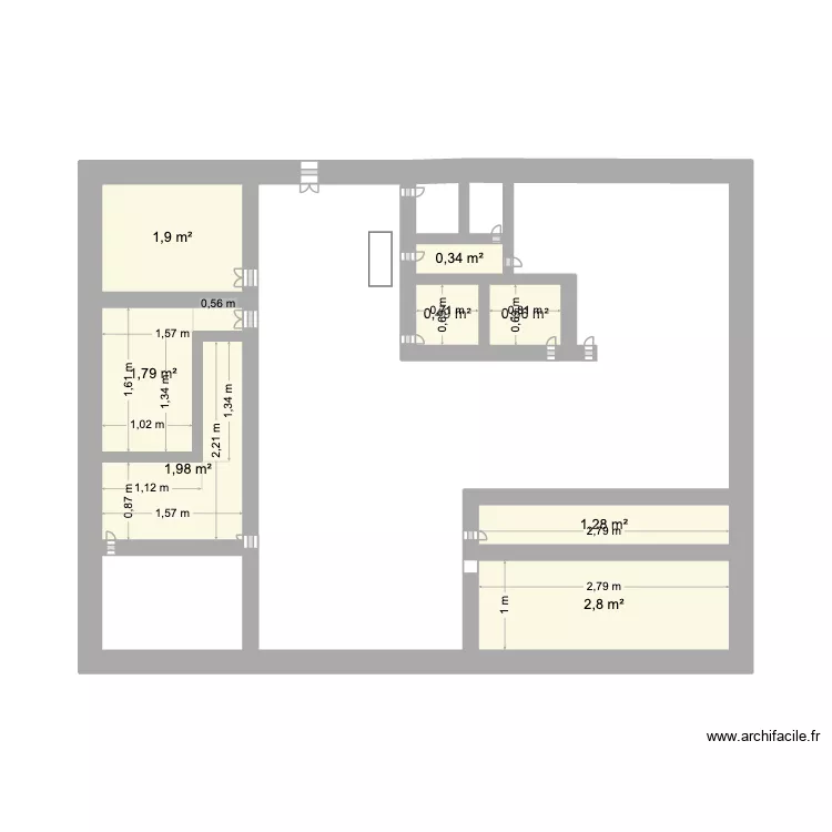 Rez GHS. Plan de 8  et 11 m²
