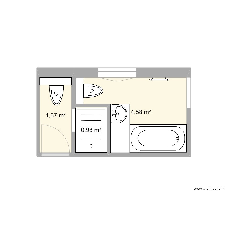 SDD guethary. Plan de 3 pièces et 7 m2