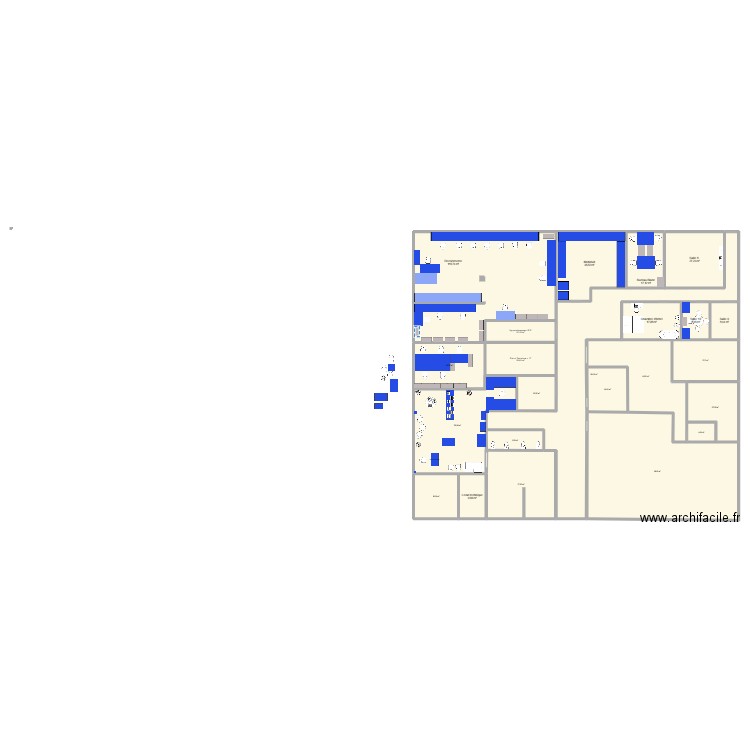 Espace réception option 1.2 . Plan de 23 pièces et 748 m2