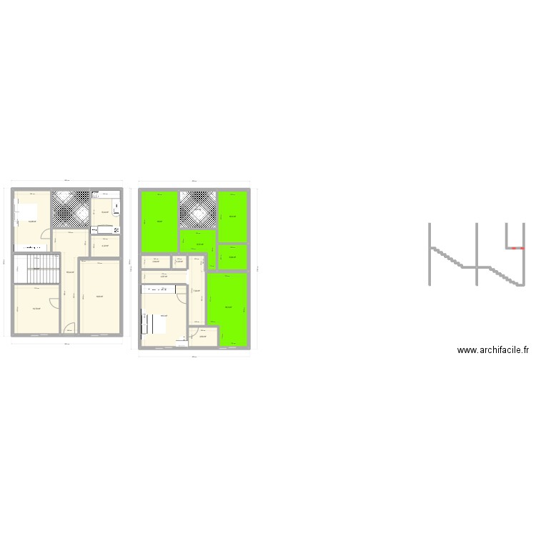 r+1. Plan de 20 pièces et 197 m2