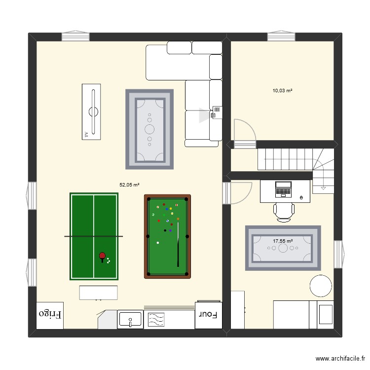 CHOSE NUMERATIE. Plan de 3 pièces et 80 m2