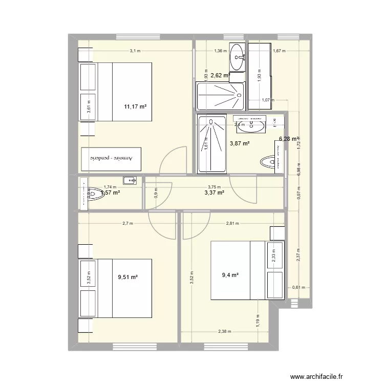 plan A3. Plan de 8  et 48 m²