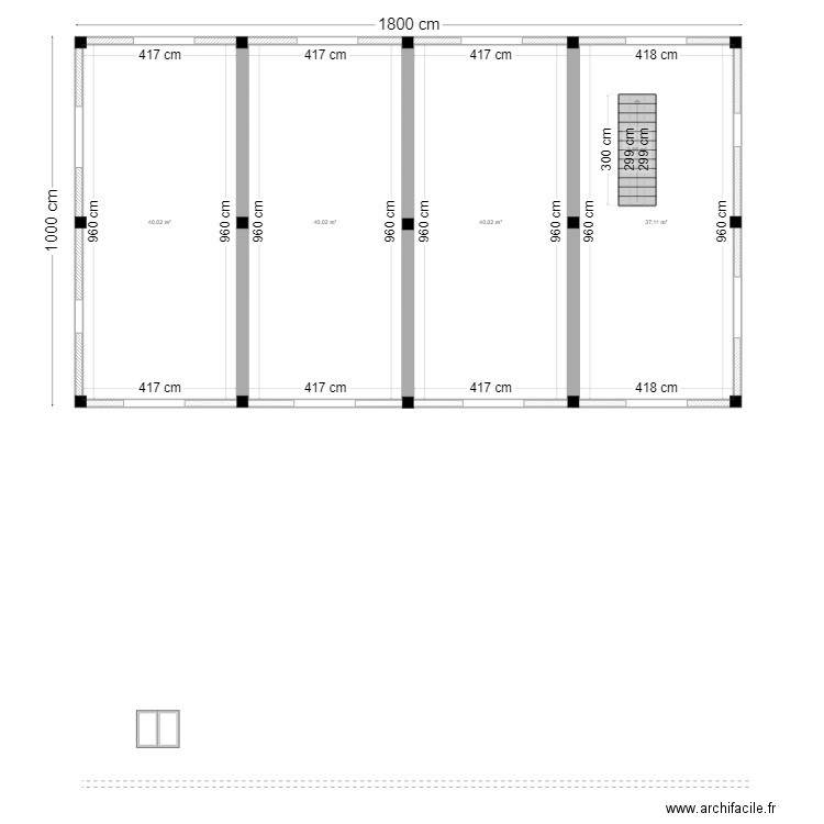 Batiment R+2 version2. Plan de 14 pièces et 487 m2