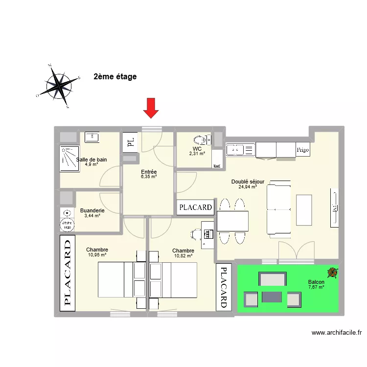 BOUYGUES WOIPPY T3. Plan de 