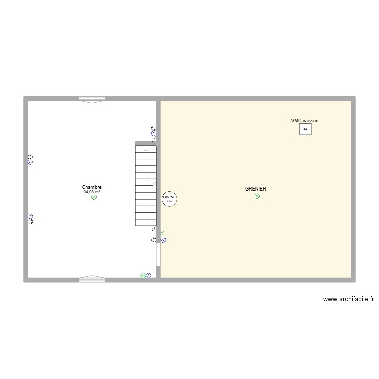 Leenhardt Etage. Plan de 2 pièces et 85 m2