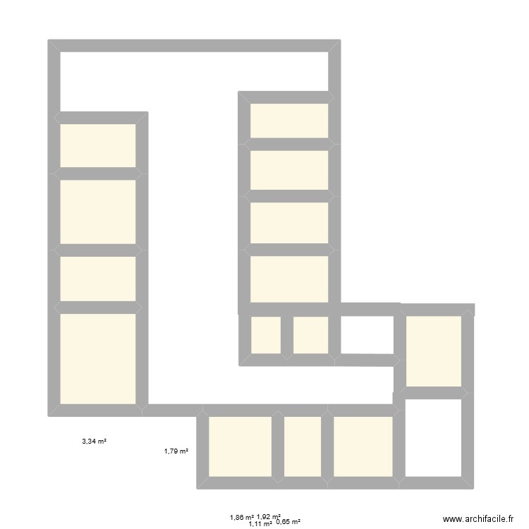 institut. Plan de 14 pièces et 23 m2