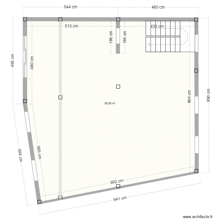 ETAGE 4.1.1. Plan de 1 pièce et 90 m2