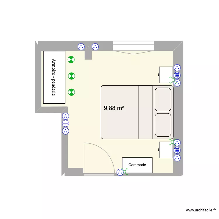 Chambre Presles. Plan de 1 et 10 m² Chambre Presles. Plan de 1 et 10 m²