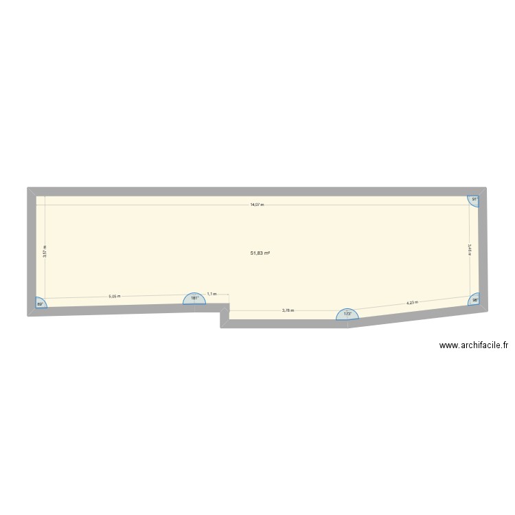 montaliey. Plan de 1 pièce et 52 m2
