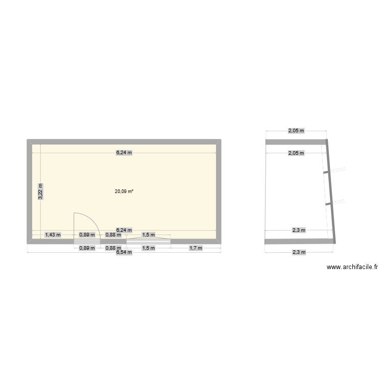 ATELIER. Plan de 1 pièce et 19 m2