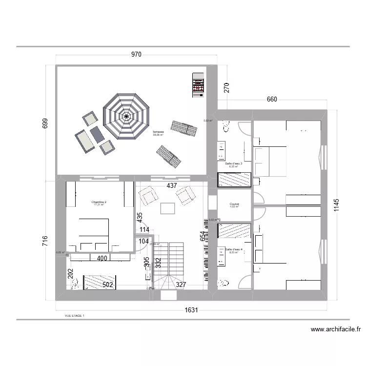 HAUT. Plan de 11  et 176 m²