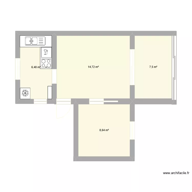 plan cuisine salle salon veranda. Plan de 4  et 37 m²
