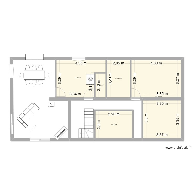 Montlevin. Plan de 5 pièces et 54 m2