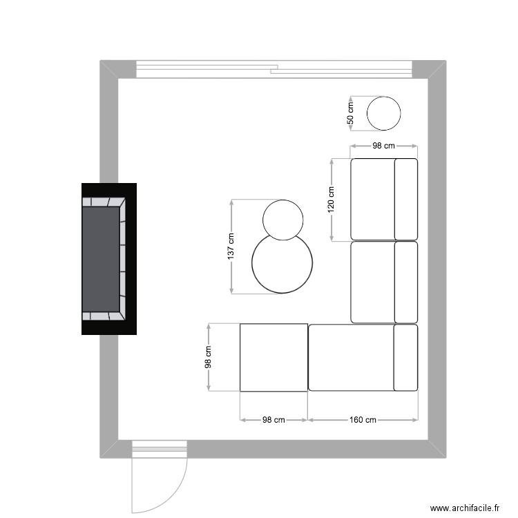 Sense cheminée L. Plan de 1 pièce et 24 m2