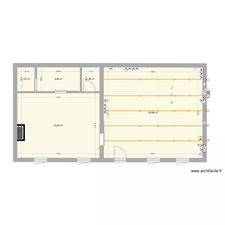 Maison plan. Plan de 5  et 72 m²
