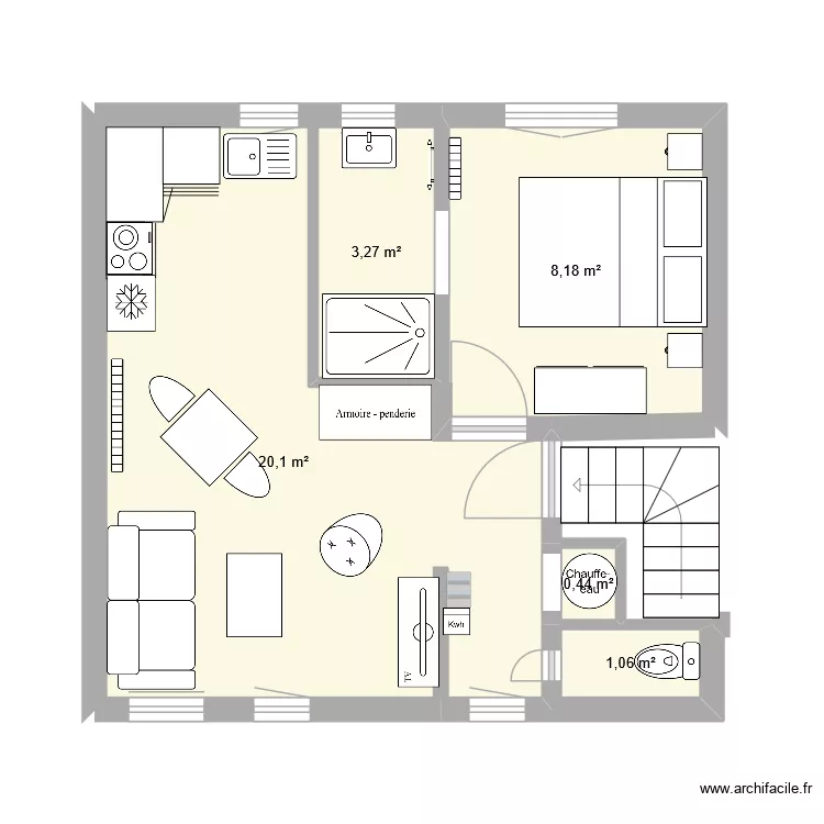 Appartement 3ème étage. Plan de 5 et 33 m² Appartement 3ème étage. Plan de 5 et 33 m²