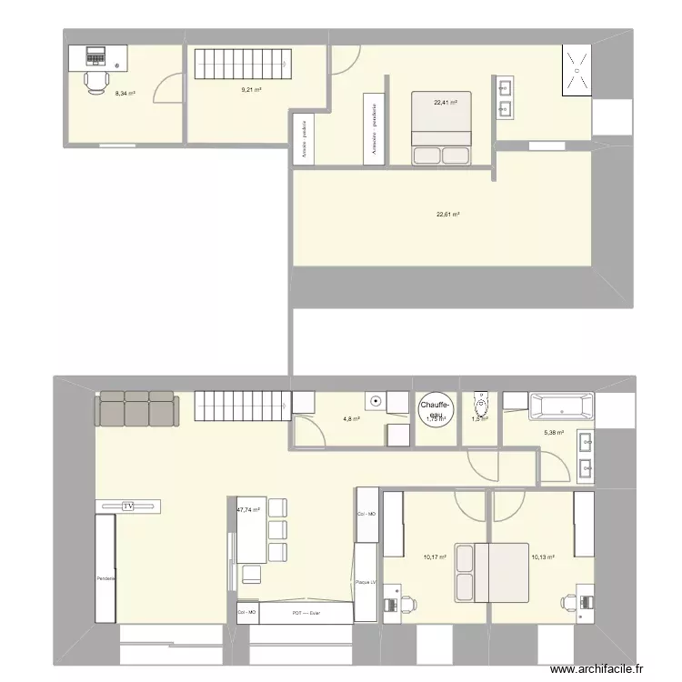 demie 1. Plan de 11 Pièces et 144 m² demie 1. Plan de 11 Pièces et 144 m²