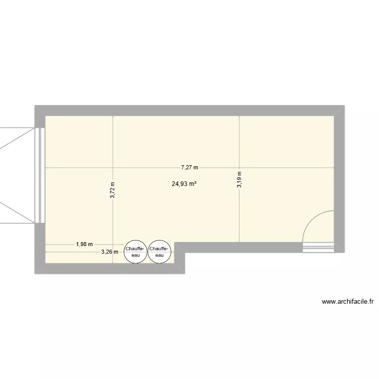 Garage. Plan de 1  et 25 m²