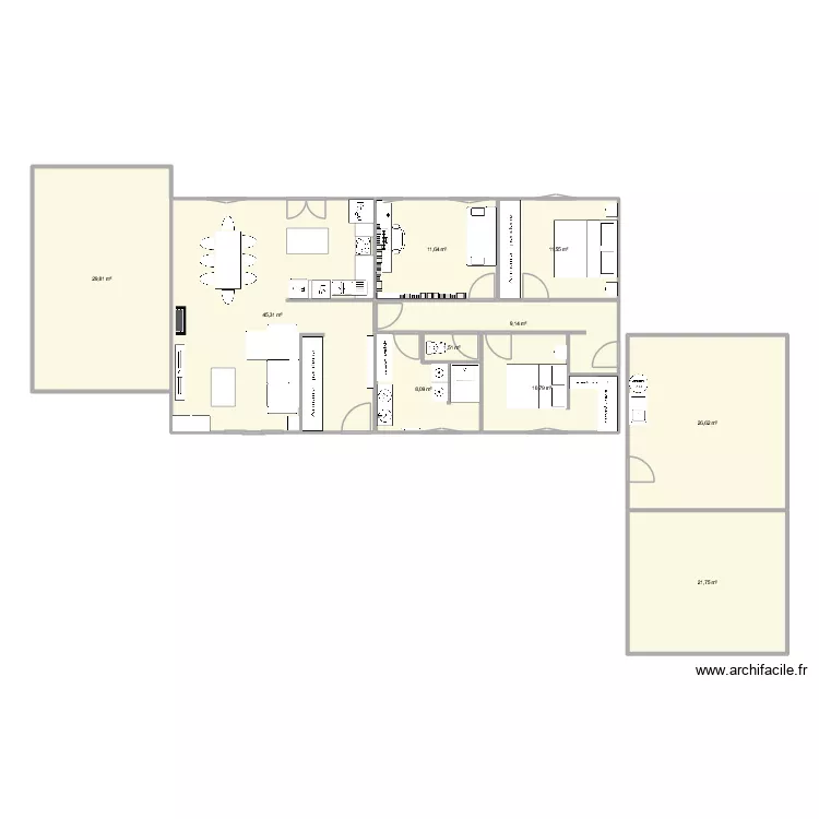 FIN cuisine bis. Plan de 10  et 176 m²