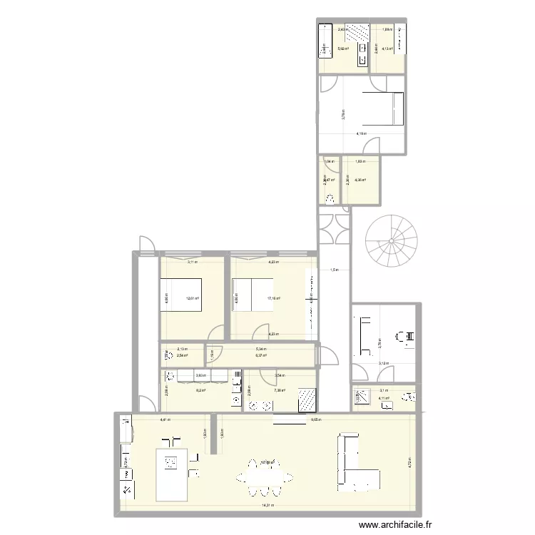 albert primier4. Plan de 12  et 142 m²