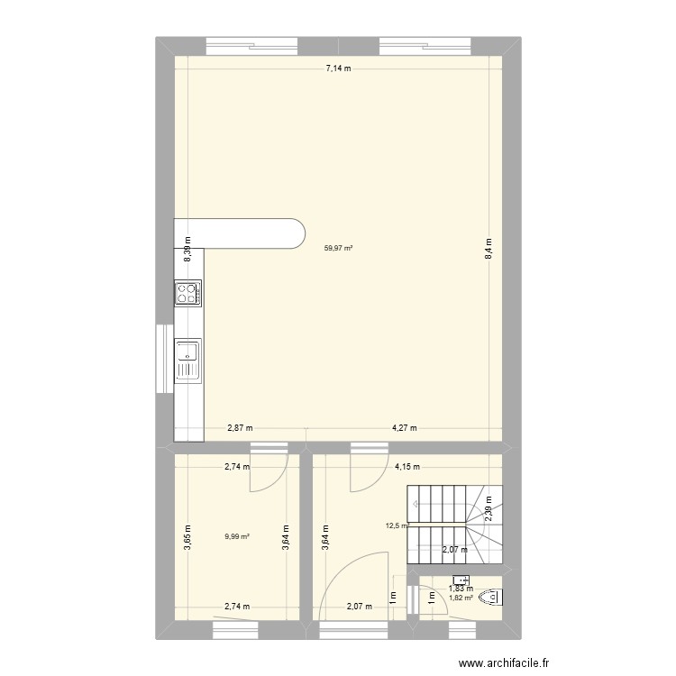Fosteau Terr ROSENS. Plan de 4 pièces et 84 m2