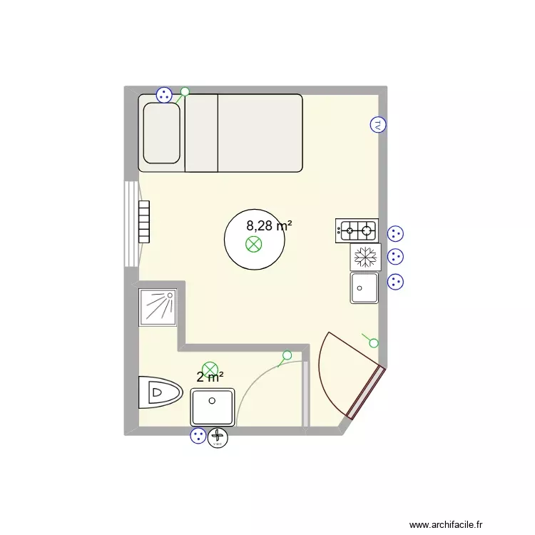 etage 3. Plan de 2 Pièces et 10 m²