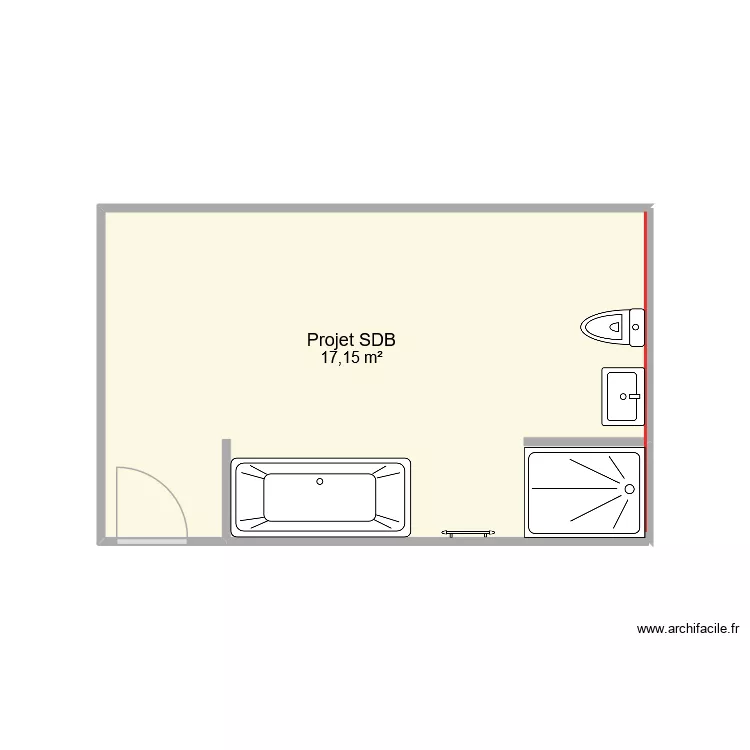Projet SDB. Plan de 1  et 17 m²