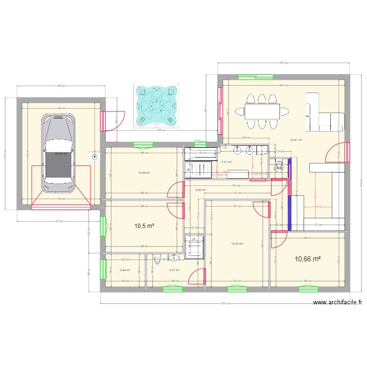 106m2 ss garage L. Plan de 11 pièces et 126 m2