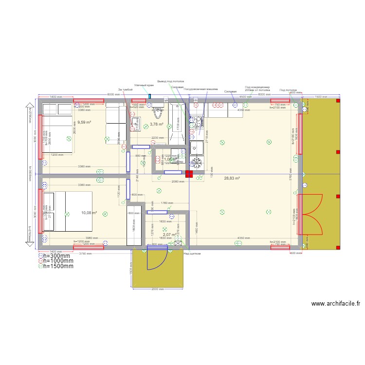 Barn Ярославль Эл. Plan de 8 pièces et 65 m2