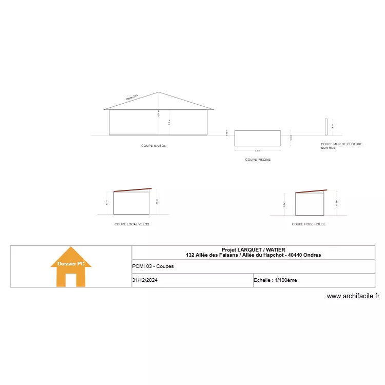 LARQUET/WATIER - PCMI03 - COUPES. Plan de 