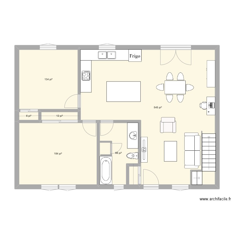 FG-22 A. Plan de 6 pièces et 90 m2
