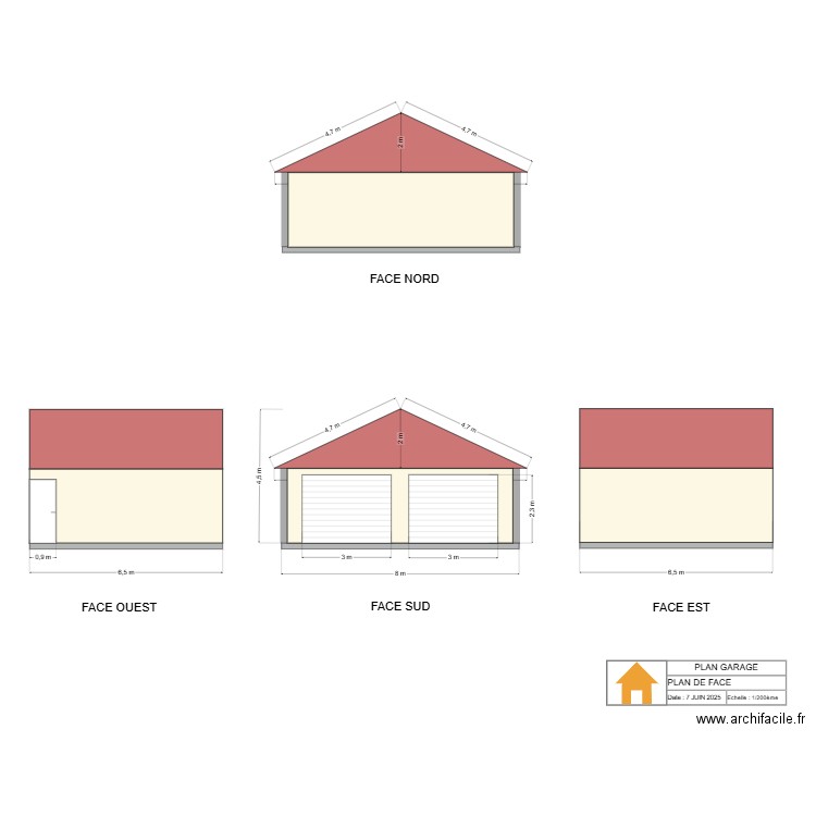 PLAN DE FACE GARAGE. Plan de 0 pièce et 0 m2