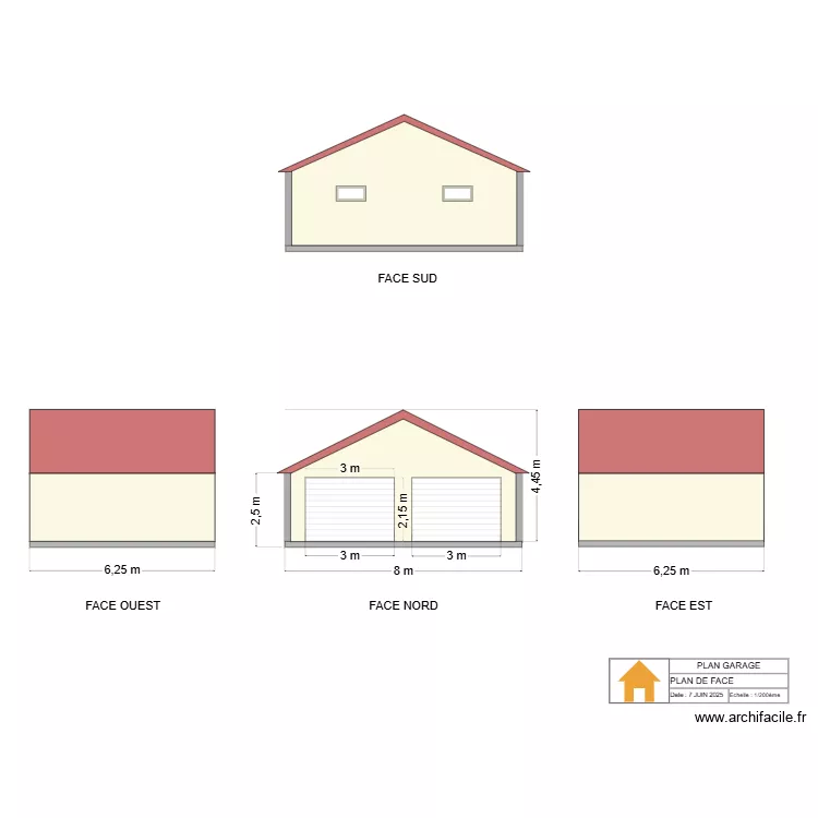 PLAN DE FACE GARAGE. Plan de PLAN DE FACE GARAGE. Plan de