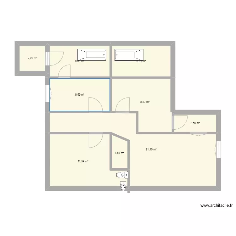 etage 2. Plan de 9 Pièces et 67 m²