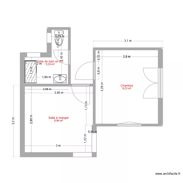 Chatou petite maison plan 1. Plan de 3  et 21 m²