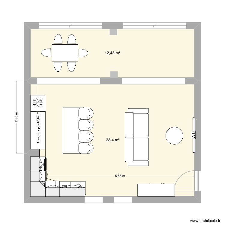 TASSO BABYLOVE. Plan de 2 pièces et 41 m2