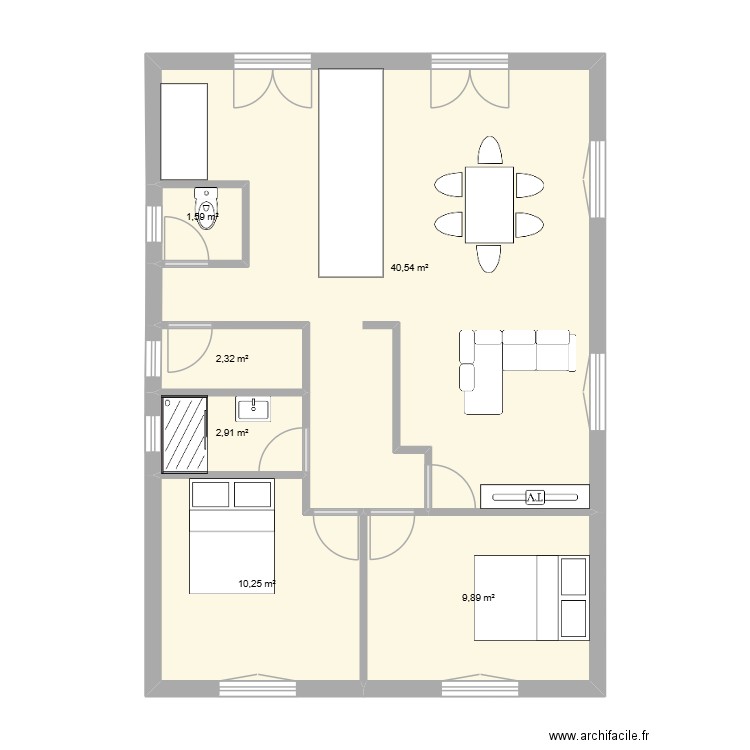 sophie. Plan de 6 pièces et 67 m2