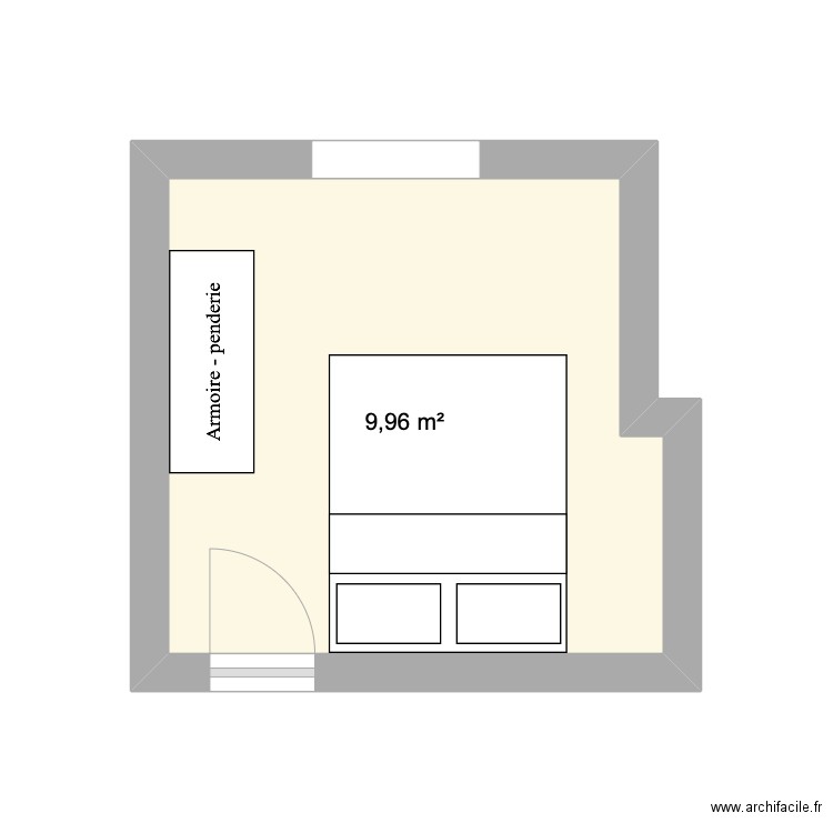 Chambre. Plan de 1 pièce et 10 m2