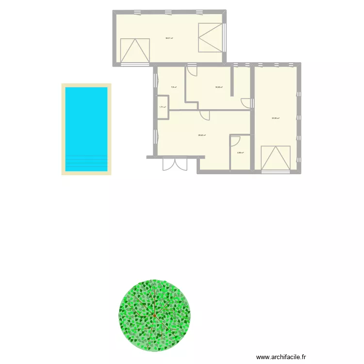 TALLARD RDC. Plan de 7 pièces et 128 m²